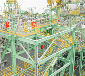 View of offshore platform from drone