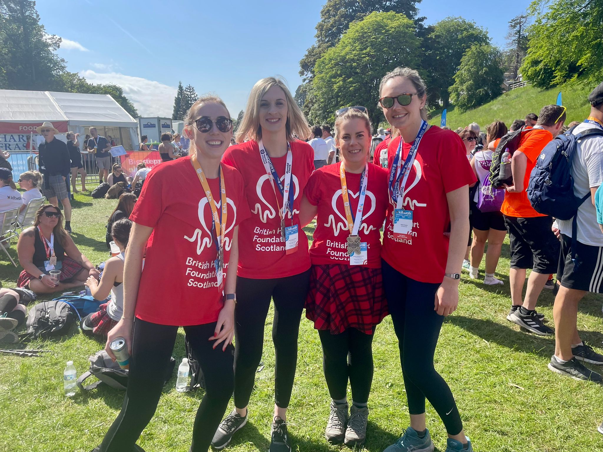 ICR team at the end of the Kiltwalk 2023 in Banchory, Aberdeenshire